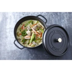 Staub Gietijzeren Braadpan 28 Cm / 6,75 L, Rond, Zwart -Heet Kook Verkoop 000017831