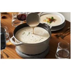 Staub Gietijzeren Braadpan 28 Cm / 6,75 L, Rond, White Truffle -Heet Kook Verkoop 000019589