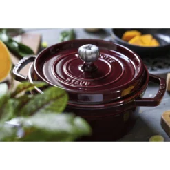 Staub Gietijzeren Braadpan 24 Cm / 3,8 L, Rond, Grenadine Rood -Heet Kook Verkoop 424422044