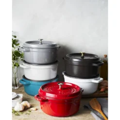 Staub Gietijzeren Braadpan 24 Cm / 3,8 L, Rond, Grafietgrijs -Heet Kook Verkoop 750031056