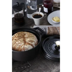 Staub Gietijzeren Braadpan 22 Cm / 2,5 L, Rond, Zwart -Heet Kook Verkoop 750033064