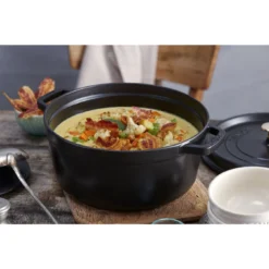 Staub Gietijzeren Braadpan 28 Cm / 6,75 L, Rond, Zwart -Heet Kook Verkoop 750033443